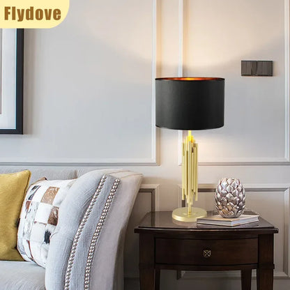 Nordic Light Luxury Bedroom Desk Lamp LED Creative Classic Black Lampshade Home Living Room Home Lighting Decoration Fixtures